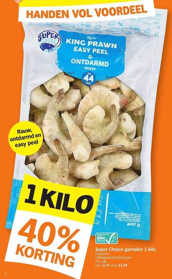 Albert Heijn Super Choice Garnalen 1 Kilo aanbieding