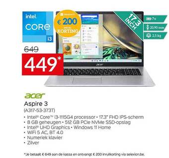 Selexion Acer Aspire 3 aanbieding