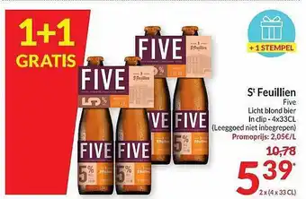 Intermarché St Feuillien Five Licht Blond Bier aanbieding