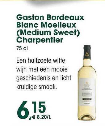 Prik en Tik Gaston Bordeaux Blanc Moelleux Charpentier aanbieding