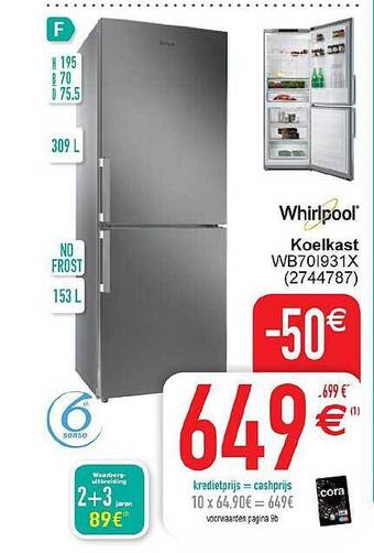 Cora Whirlpool Koelkast aanbieding