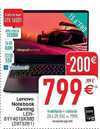 Cora Lenovo Notebook Gaming aanbieding