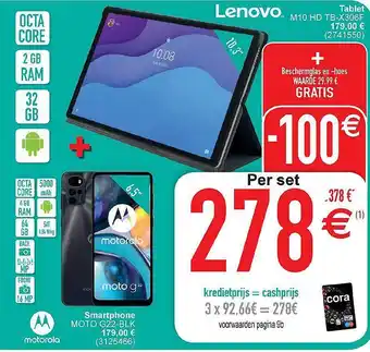 Cora Lenovo Tablet, Smartphone Moto G22 Blk aanbieding