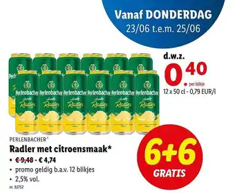 Lidl Perlenbacher Radler Met Citroensmaak aanbieding