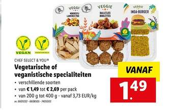 Lidl Chef Select & You Vegetarische Of Veganistische Specialiteiten aanbieding