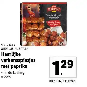Lidl Sol & Mar Andalusian Style Heerlijke Varkensspiesjes Met Paprika aanbieding