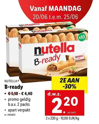 Lidl Nutella B-ready aanbieding