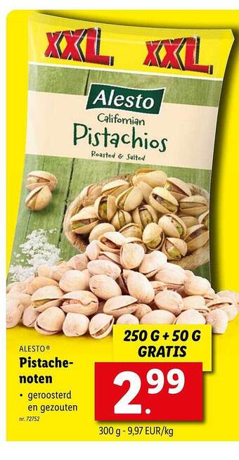 Lidl Alesto Pistachenoten aanbieding