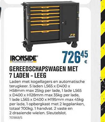 Meno Pro Ironside Gereedschapswagen Met 7 Laden - Leeg aanbieding