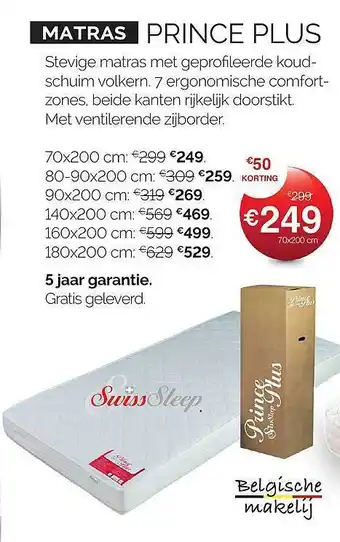 Sleepworld Matras Prince Plus aanbieding