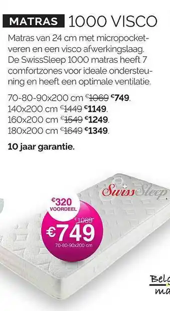 Sleepworld Matras 1000 Visco aanbieding
