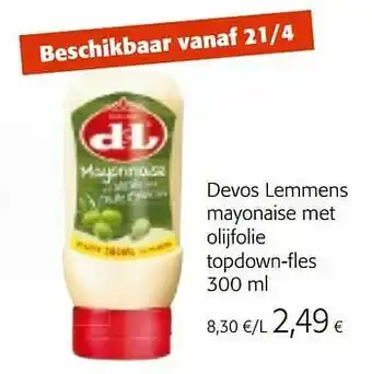 Colruyt Devos lemmens mayonaise met olijfolie topdown-fles aanbieding