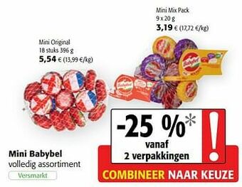 Colruyt Mini babybel volledig assortiment aanbieding