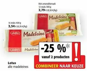 Colruyt Lotus alle madeleines aanbieding