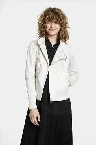 Slim fit bikerjack met borduursels - WHITE - 36