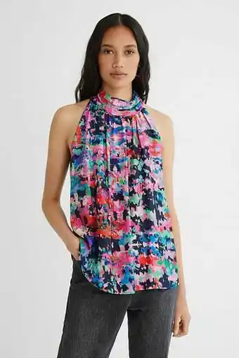 Loose fit blouse met halternek - MATERIAL FINISHES - XXL