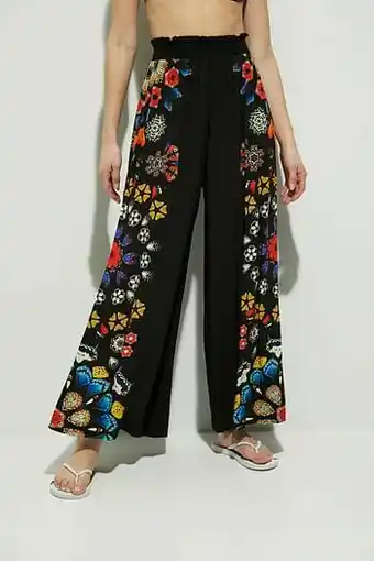 Desigual Broek met wijde pijpen en mandala’s - BLACK - S aanbieding