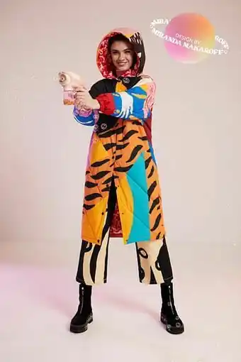 Desigual Gewatteerde jas met print - YELLOW - S aanbieding
