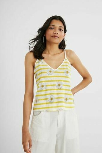 Desigual Tanktop met madeliefjes - YELLOW - L aanbieding