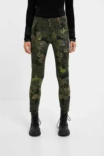 Desigual Skinny cargobroek - GREEN - 34 aanbieding