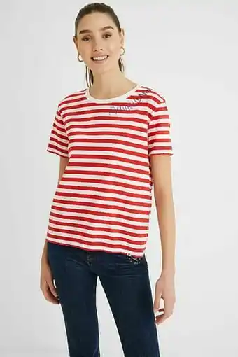 Desigual 100% katoenen T-shirt met matrozenprint - RED - S aanbieding