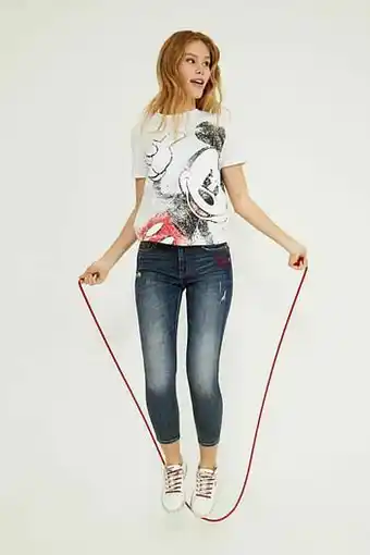 Desigual Mickey Mouse T-shirt - WHITE - M aanbieding
