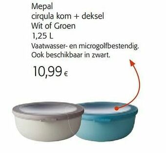 Colruyt Mepal cirqula kom + deksel wit of groen aanbieding
