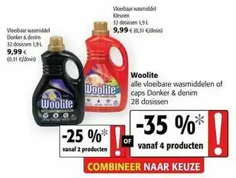 Woolite alle vloeibare wasmiddelen of caps donker + denim