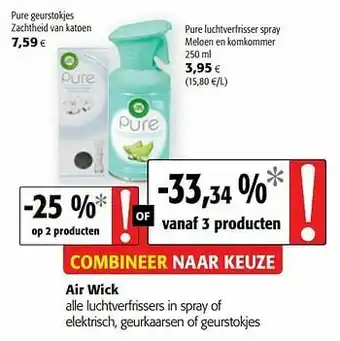 Colruyt Air wick alle luchtverfrissers in spray of elektrisch, geurkaarsen of geurstokjes aanbieding