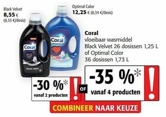 Colruyt Coral vloeibaar wasmiddel black velvet of optimal color aanbieding