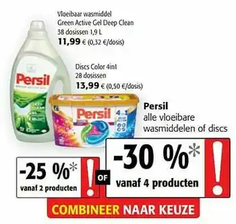 Colruyt Persil alle vloeibare wasmiddelen of discs aanbieding