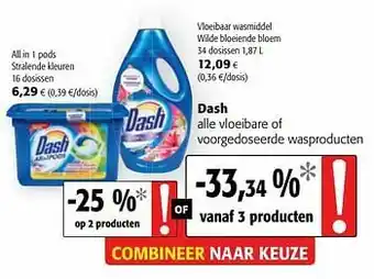 Colruyt Dash alle vloeibare of voorgedoseerde wasproducten aanbieding