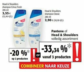 Colruyt Head + shoulders shampoo citrus fresh aanbieding