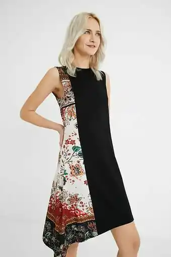 Desigual Wijd uitlopende asymmetrische jurk - BLACK - XL aanbieding