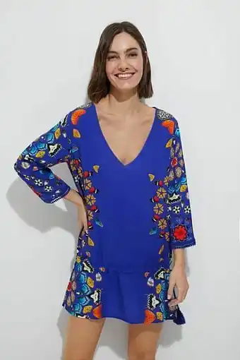 Desigual Kort jurkje met mandala’s - BLUE - XXL aanbieding