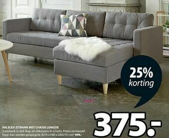 Jysk Falslev zitbank met chaise longue aanbieding