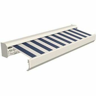 Brico Domasol zonnetent elektrisch met afstandsbediening ’Factor 30-A’ blauw/witte strepen 400 x 300 cm aanbieding