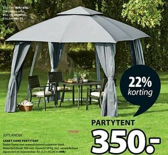 Jysk Sankt hans partytent aanbieding