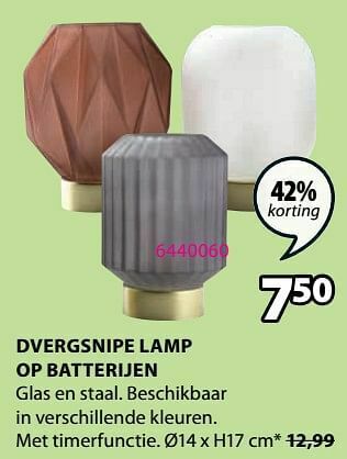 Jysk Dvergsnipe lamp op batterijen aanbieding