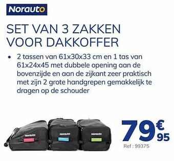 Auto5 Set van 3 zakken voor dakkoffer aanbieding
