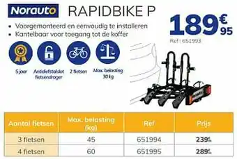 Platform fietsdrager op trekhaak rapidbike p