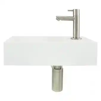 Sawiday Differnz Solid fonteinset 36x18.5x9cm inclusief mat verchroomde kraan solid surface mat wit-SHOWROOMMODFEL aanbieding
