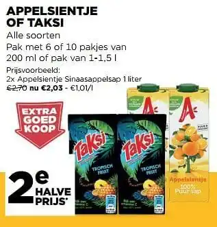 Jumbo Appelsientje Sinaasappelsap 200 ml of pak va 1-1,5 L aanbieding