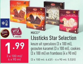 ALDI Mucci ijssticks star selection 3 x 100ml aanbieding