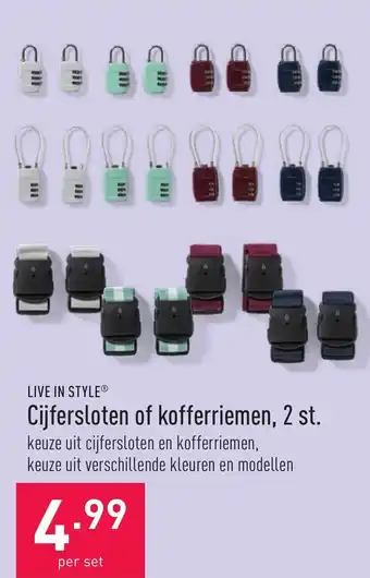ALDI Live in style cijfersloten of kofferriemen, 2 st aanbieding