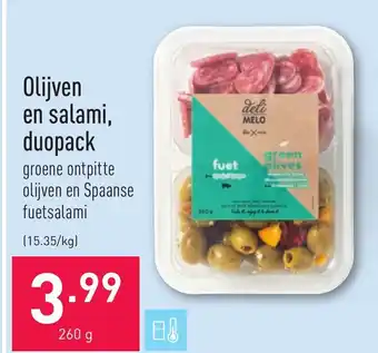 ALDI Olijven en salami, duopack 260g aanbieding