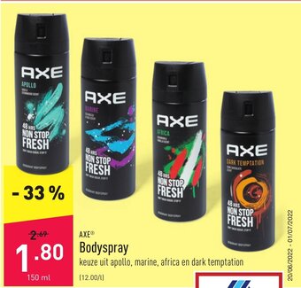 ALDI Axe bodyspray 150ml aanbieding