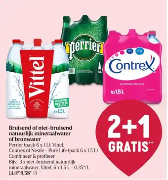 Delhaize Bruisend of niet-bruisend natuurlijk mineraalwater of bronwater aanbieding