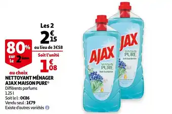 Auchan Nettoyant Ménager Ajax Maison Pure aanbieding