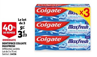 Auchan Dentifrice Colgate Maxfresh aanbieding